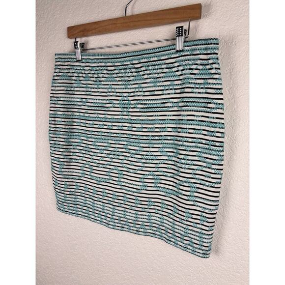 THML Womens Skirt Sz Large Black White Turquoise Aztec Western Cowgirlcore Boho - Picture 3 of 7